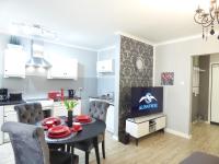 Televízia a/alebo spoločenská miestnosť v ubytovaní Apartamenty Albatros ARK