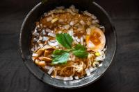 二本松市にある陽日の郷あづま館の麺と野菜のスープ入り