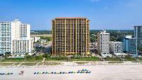 eine Luftansicht einer Stadt mit hohen Gebäuden in der Unterkunft Hilton Grand Vacations Club Anderson Ocean Myrtle Beach in Myrtle Beach
