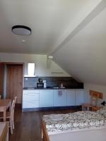 Kuchyň nebo kuchyňský kout v ubytování Apartmány u lesa