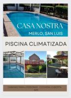 un collage de fotos de una piscina en Cabañas casanostra, en Merlo