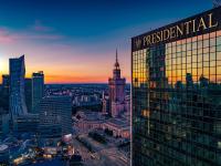 a view of a city skyline at sunset at Warsaw Presidential Hotel in Warsaw