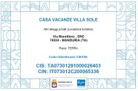 Certifikát, ocenenie alebo iný dokument vystavený v ubytovaní Villa Sole - Villa Vacanze Indipendente & Climatizzata - Salento - Puglia - ITALY