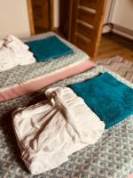 Posteľ alebo postele v izbe v ubytovaní Sworna łąka z zewnętrznym SPA- sauna, jacuzzi, balia