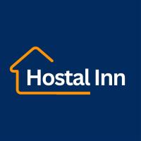 a logo for a hospital inn on a blue background at Hostal Inn 1 in Flores