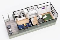 eine Darstellung eines Grundrisses eines Hauses in der Unterkunft Creekside Modern Tiny Home - Firepit - Racoon Cabin in Gatlinburg