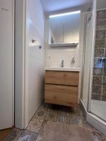 Koupelna v ubytování Ruhige Ferienwohnung mit Sonnenterrasse und Garten
