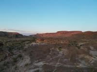 an aerial view of a dirt road in the desert at Hais Ra Tented Campsite in Khorixas