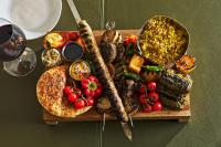 a tray of food with different types of food at Regent Santa Monica Beach in Los Angeles