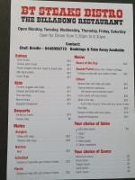 un menu pour les joueurs de blasters mord le restaurant des blasters dans l'établissement Balranald Motor Inn, à Balranald