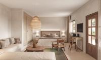 a bedroom with a bed and a living room at Can Jaume by Ocean Drive in Ibiza Town