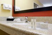 a bathroom counter with a sink and a mirror at Courtyard by Marriott Birmingham Downtown at UAB in Birmingham