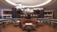 um restaurante com mesas, cadeiras e um bar em Hyatt Regency Taoyuan International Airport em Dayuan