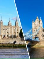 Una foto de la torre de Londres con un puente en Leman House, en Londres