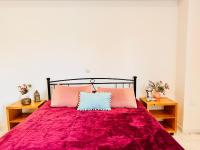 Postel nebo postele na pokoji v ubytování Dolce Vita Apartments - Spacious Renovated Apartments with Unique Decor Perfect for 4 in Laganas Ideal for Fun and Relaxation By Villa Mana Gers