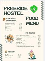 a menu for a fast food menu with food items at Freeride Hostel in Les Crosets