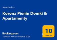 Certifikát, ocenenie alebo iný dokument vystavený v ubytovaní Korona Pienin Domki & Apartamenty