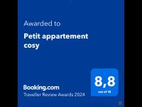 Certifikát, ocenenie alebo iný dokument vystavený v ubytovaní Petit appartement cosy