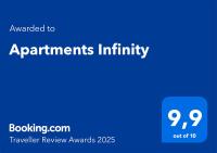 Certifikát, ocenenie alebo iný dokument vystavený v ubytovaní Apartments Infinity