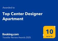 Certifikát, hodnocení, plakát nebo jiný dokument vystavený v ubytování Top Center Designer Apartment