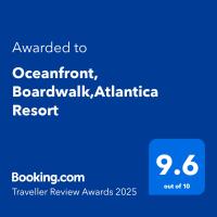 Ein Zertifikat, Auszeichnung, Logo oder anderes Dokument, das in der Unterkunft Oceanfront Luxury 2BR King Suite Atlantica Resort ausgestellt ist