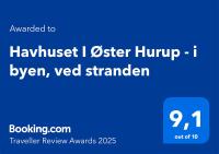 Certifikát, hodnocení, plakát nebo jiný dokument vystavený v ubytování Havhuset I Øster Hurup - i byen, ved stranden