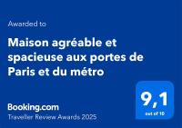 Certifikát, ocenenie alebo iný dokument vystavený v ubytovaní Maison agréable et spacieuse aux portes de Paris et du métro
