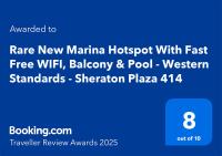 Certifikát, hodnocení, plakát nebo jiný dokument vystavený v ubytování Rare New Marina Hotspot With Fast Free WIFI, Balcony & Pool - Western Standards - Sheraton Plaza 414