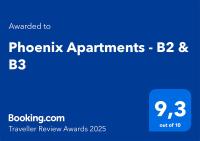 Certifikát, ocenenie alebo iný dokument vystavený v ubytovaní Phoenix Apartments - B2 & B3