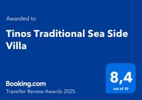 Certifikát, hodnocení, plakát nebo jiný dokument vystavený v ubytování Tinos Traditional Sea Side Villa