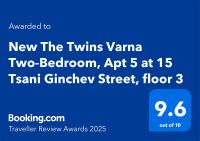 Certifikát, hodnocení, plakát nebo jiný dokument vystavený v ubytování New The Twins Varna Two-Bedroom, Apt 5 at 15 Tsani Ginchev Street, floor 3