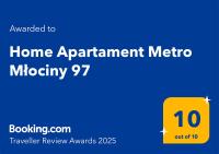 Certifikát, ocenenie alebo iný dokument vystavený v ubytovaní Home Apartament Metro Młociny 97