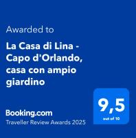 Certifikát, hodnocení, plakát nebo jiný dokument vystavený v ubytování La Casa di Lina - Capo d'Orlando, casa con ampio giardino
