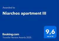 Certifikát, ocenenie alebo iný dokument vystavený v ubytovaní Niarchos apartment III