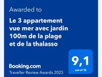 Certyfikat, podpis lub inny dokument wystawiony w obiekcie Le 3 appartement vue mer avec jardin 100m de la plage et de la thalasso