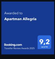Certifikát, ocenenie alebo iný dokument vystavený v ubytovaní Apartman Allegria