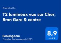 Certifikát, ocenenie alebo iný dokument vystavený v ubytovaní T2 lumineux vue sur Cher, 8mn Gare & centre
