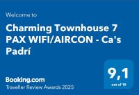 Certifikát, ocenenie alebo iný dokument vystavený v ubytovaní Charming Townhouse 7 PAX WIFI/AIRCON - Ca's Padrí