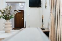 Televízia a/alebo spoločenská miestnosť v ubytovaní luxury apartment center athens (wifi)