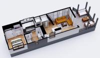 eine Darstellung eines Grundrisses eines Hauses in der Unterkunft Farmhouse Tiny home with fishing Pond - Oak Cabin in Gatlinburg