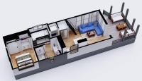 eine Darstellung eines Grundrisses eines Hauses in der Unterkunft Tiny Home Firepit BBQ Fishing Willow Cabin in Gatlinburg