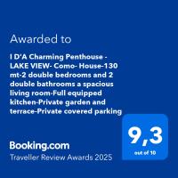 I D'A Charming Penthouse - LAKE VIEW- Como- House-130 mt-2 double bedrooms and 2 double bathrooms a spacious living room-Full equipped kitchen-Private garden and terrace-Private covered parking tanúsítványa, márkajelzése vagy díja