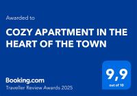 COZY APARTMENT IN THE HEART OF THE TOWN tanúsítványa, márkajelzése vagy díja