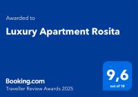 Certifikát, ocenenie alebo iný dokument vystavený v ubytovaní Luxury Apartment Rosita