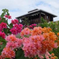 een groep bloemen voor een huis bij A & L Resort - Sea & Mountain View in Looc