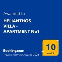 Certifikát, ocenenie alebo iný dokument vystavený v ubytovaní HELIANTHOS VILLA - APARTMENT No1