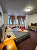 Postel nebo postele na pokoji v ubytování Hotel Pivovarská bašta