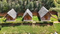 an aerial view of a house with three roofs at Soanala in Moramanga