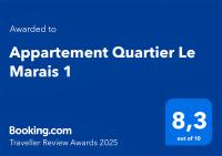 Certyfikat, podpis lub inny dokument wystawiony w obiekcie Appartement Quartier Le Marais 1 Free Netflix