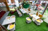 an overhead view of a restaurant with tables and chairs at Hotel Namaskar in Kathmandu